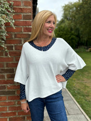 Winter White V-Neck Reverse Seam Knit Diana