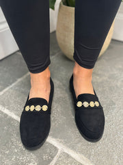 Black Hammered Disc Chain Loafer