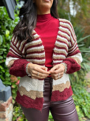 Wine Striped Premium Cardi Leah