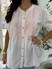 Pink Embroidered Detail Blouse Nellie