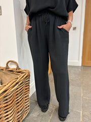 Black Bubble Cotton Trousers