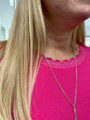 Lipstick Ribbed Lace Trim Top Madeline