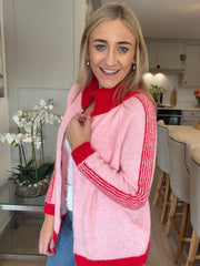 Pink Knitted Zip Jacket Addison
