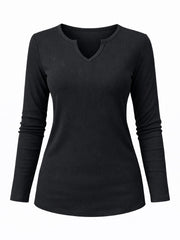 Black Ribbed Long Sleeve Top Emma