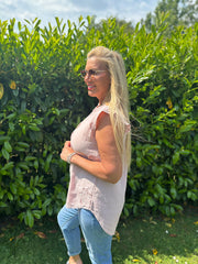 Pink Floral Frill Sleeve Top Chrissy
