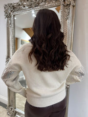 Winter White Sequin Patterned Jumper Zoe