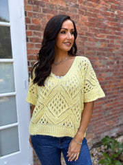 Butter Yellow Cosy Diamond Knit Sofia