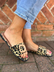 Leopard Buckle Detail Slip Ons