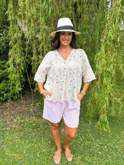 Stone Paisley Bubble Cotton Top Quinley