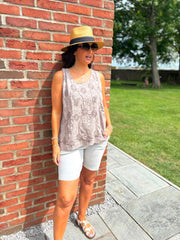 Mocha Embroidered Daisy Pattern Vest Stella