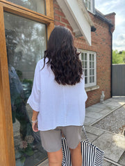 White Bubble Cotton Pocket Blouse Carol