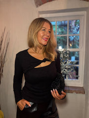 Black Twist Front Ribbed Top Emma