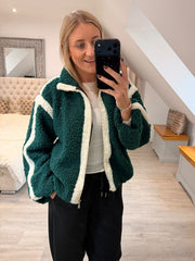 Emerald Green Contrast Fleece Jacket Beth