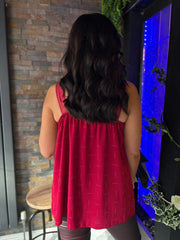 Wine Lace Trim Diamante Vest Amber