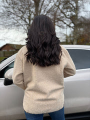Stone Leopard Trim Coat Maisy