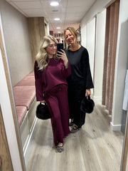 Wine Sequin Panel Sweatshirt Victoria