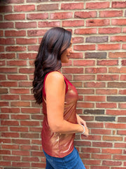 Red Ribbed Shimmer Vest Juniper