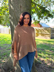 Camel Asymmetric Cosy Knit Fran