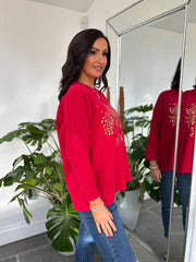 Red Tree of Life Ribbed Sweatshirt Brooke
