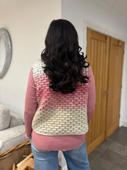 Pink Ombre Knitted Stripe Gilet