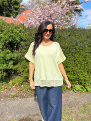 Lemon Mesh Trim Short Sleeve Top Riley