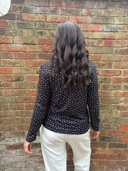 Black Polka Dot Super Soft Round Neck