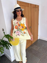 Lemon Sleeveless Floral Co-Ord Daphne