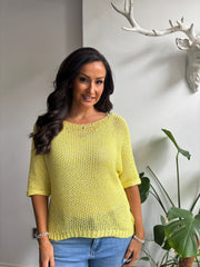 Yellow Sequin Sparkle Knit Sabrina