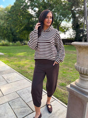 Chocolate & Cream Striped Hoodie Ella