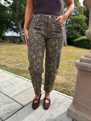 Leopard Barrel Leg Jeans