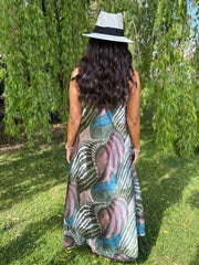 Khaki Abstract Patterned Dress Odette