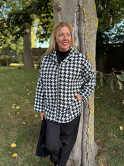 Winter White Dogtooth Hooded Jacket Sadie