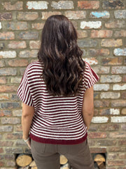 Wine Asymmetric Striped Knit Cora