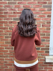 Chocolate Striped Trim Knit Ophelia