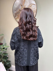Black Paisley Bubble Cotton Top Quinley