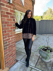 Black Soft Touch Leopard Hoodie Alex