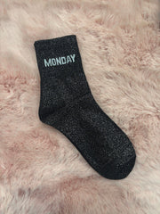 Black Days of the Week Glitter Socks