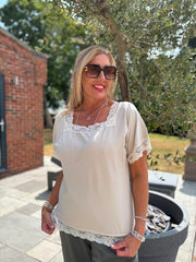 Stone Lace Trim Tee Carla