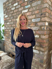 Navy Tie Front Top Juliet