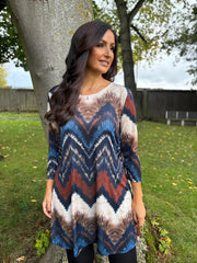 Navy Zig Zag Print Tunic Layla