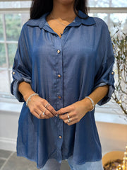 Dark Denim Longline Shirt Skylar