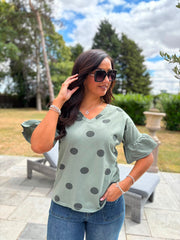 Khaki Polka Dot Top Amber