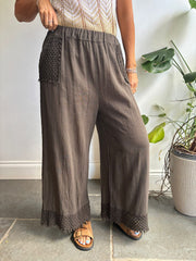Chocolate Multi Hole Detail Trousers Terri
