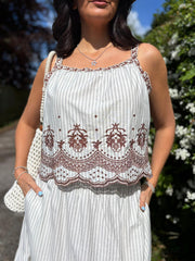 Chocolate Embroidered Stripe Co- Ord Delilah