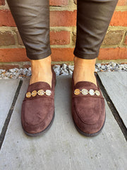 Chocolate Hammered Disc Chain Loafer