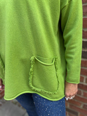 Pistachio Fringed Pocket Knit Ruth