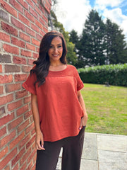 Rust Mesh Detail Top Parker