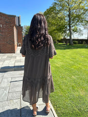 Chocolate Broderie Bardot Dress Orla