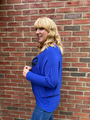 Royal Blue Sequin Bow Soft Knit Zoe