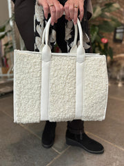 Winter White Sherpa Tote Bag